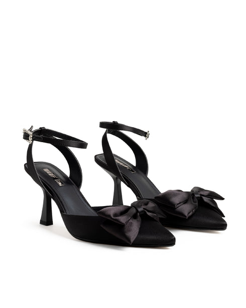 Zapatilla Negra Ankle Strap Moño 334704
